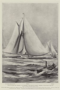 The Race Between the Shamrock and Britannia, the Yachts off Osborne, Shamrock Nine Minutes to the Good by Charles John de Lacy